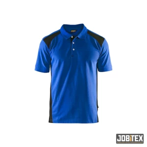 Poloshirt piqué Korenblauw/Zwart