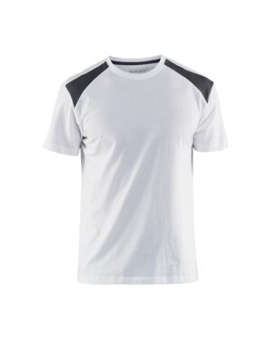 T-shirt bi-colour Wit/Donkergrijs