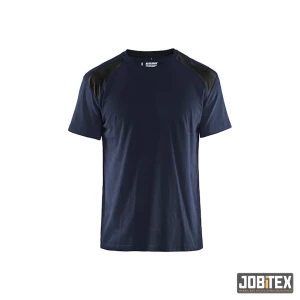 T-shirt bi-colour Donker marineblauw/Zwart