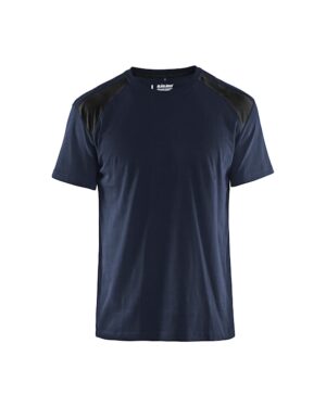 T-shirt bi-colour Donker marineblauw/Zwart