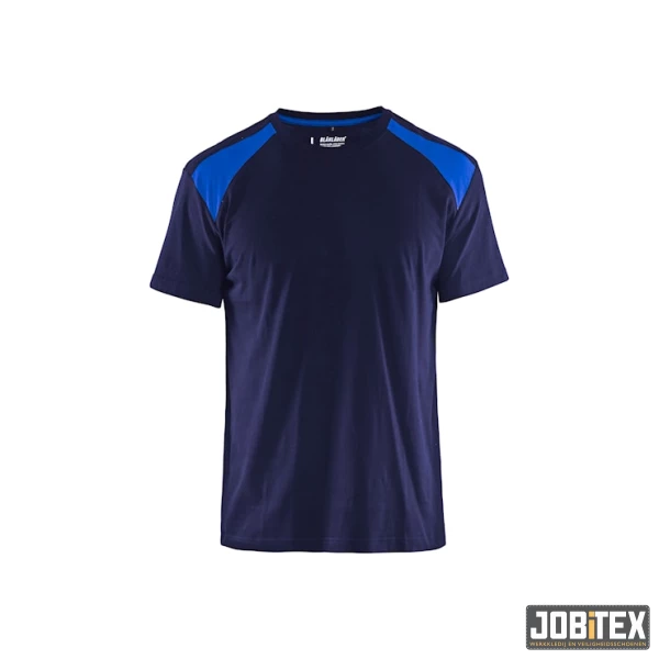 T-shirt bi-colour Marineblauw/Korenblauw