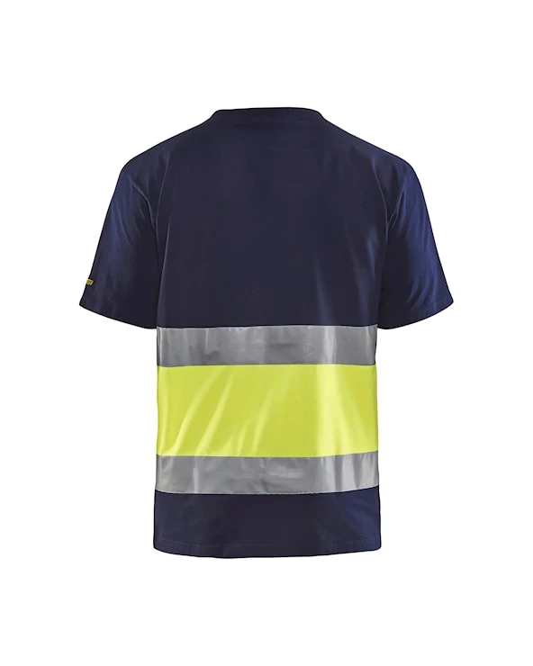 T-shirt High Vis Fluogeel/Navy