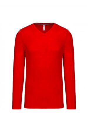 T-shirt V-hals lange mouwen Red