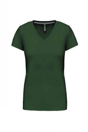 Dames T-shirt V-hals Korte Mouwen Forest Green