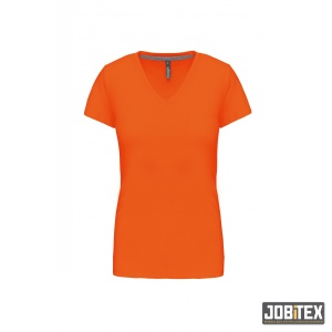 Dames T-shirt V-hals Korte Mouwen Orange