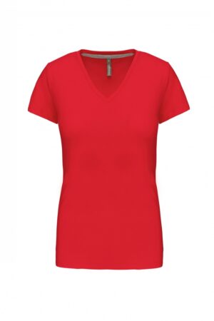 Dames T-shirt V-hals Korte Mouwen Red