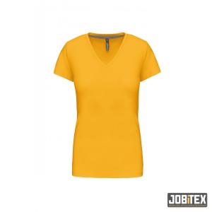 Dames T-shirt V-hals Korte Mouwen Yellow