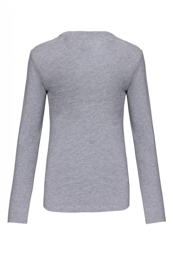 Dames t-shirt V-hals lange mouwen Oxford Grey