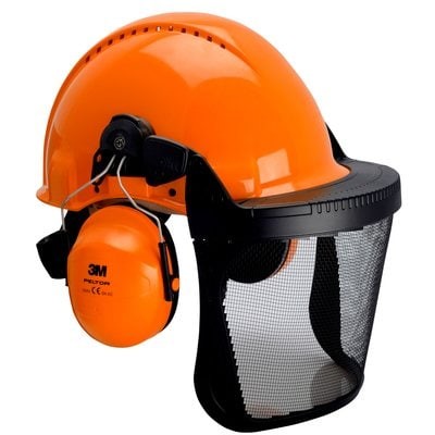 Peltor Helmcombinatie met G3000 helm, gehoorkap en vizier Oranje
