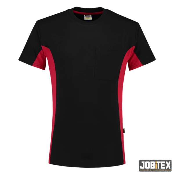 T-Shirt Bicolor Borstzak Blackred