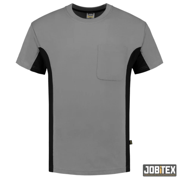 T-Shirt Bicolor Borstzak greyBlack
