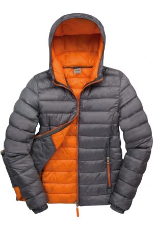 R194F Womens Snow Bird Hooded Jacket Grey / Orange
