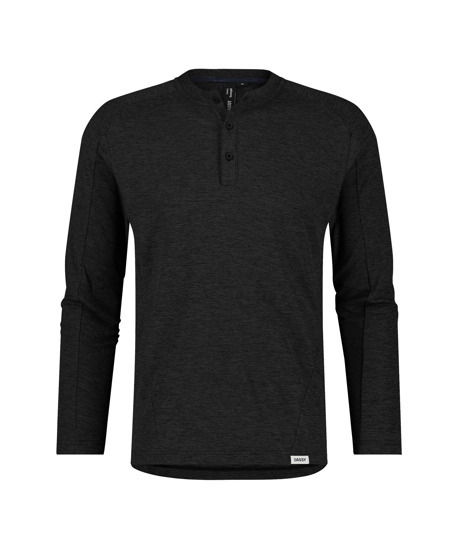 SERENGETI Henley T-Shirt met Lange Mouwen Zwart COPY
