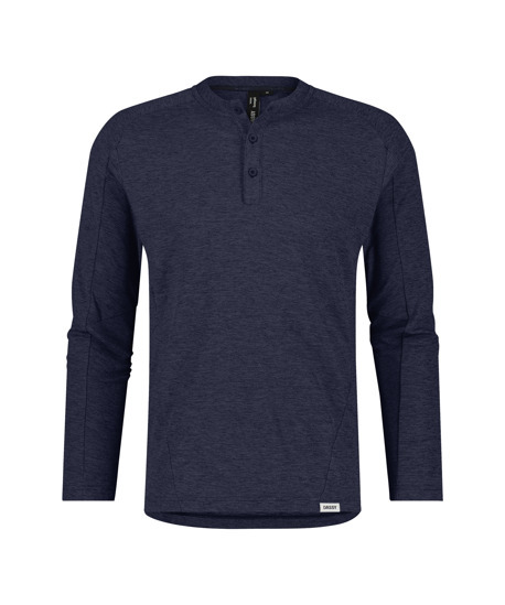 SERENGETI Henley T-Shirt met Lange Mouwen Nachtblauw