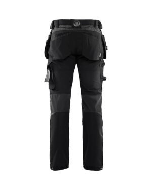 1522 Full Stretch Werkbroek + Holsterzakken Zwart/Donkergrijs