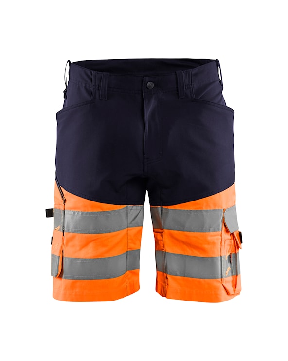 1541 High-Vis Werkshort met Stretch Marineblauw/Oranje