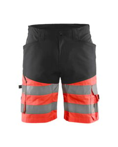 1541 High-Vis Werkshort met Stretch Zwart/Rood