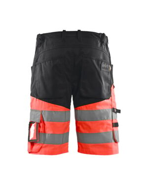 1541 High-Vis Werkshort met Stretch Zwart/Rood