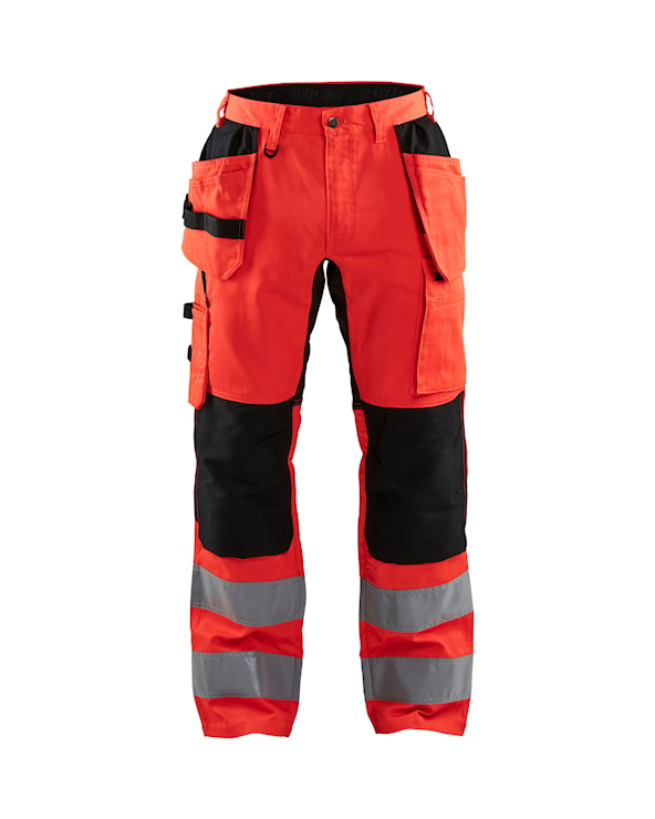 1552 High-Vis Werkbroek met Stretch Rood/Zwart