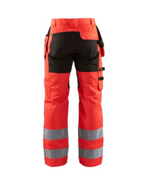 1522 High-Vis Werkbroek met Stretch Rood/Zwart