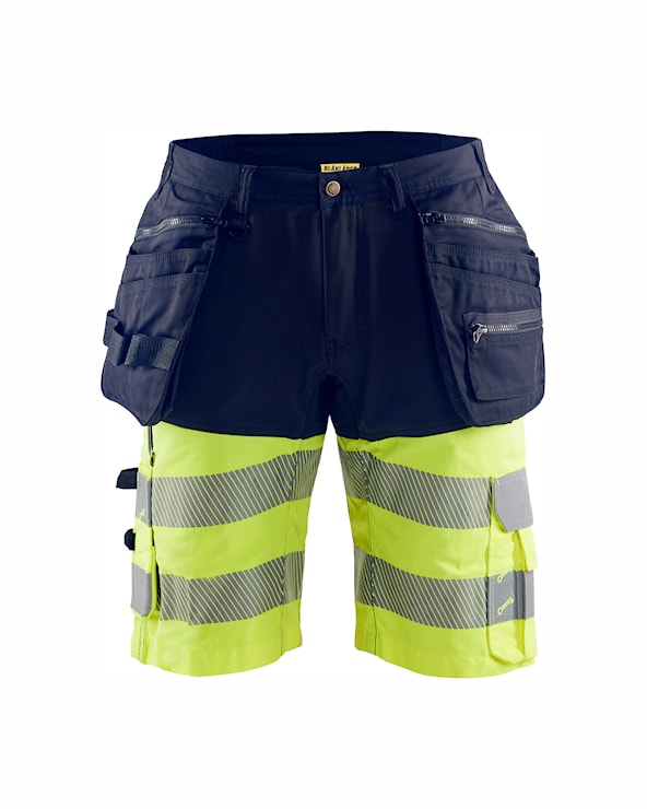 1596 High-Vis Stretch Werkshort + Holsterzakken Marine/Geel