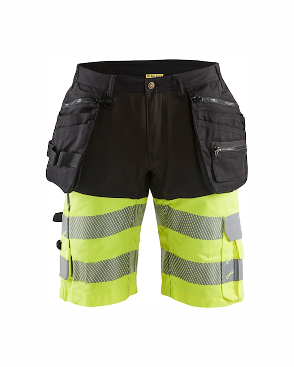 1596 High-Vis Stretch Werkshort + Holsterzakken Zwart/Geel