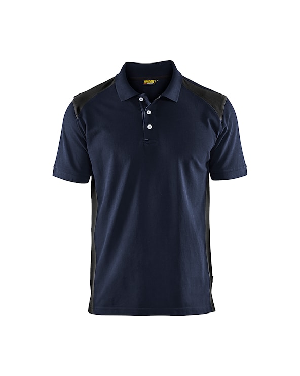 Poloshirt piqué Donker marineblauw/Zwart