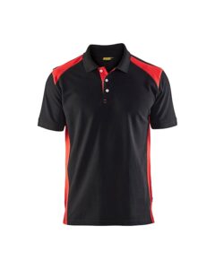 Poloshirt piqué Zwart/Rood