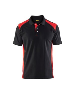 Poloshirt piqué Zwart/Rood