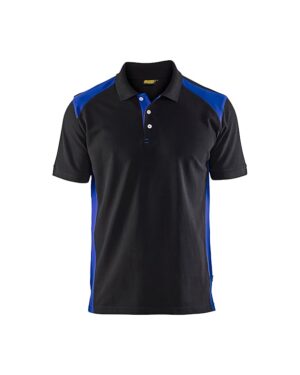 Poloshirt piqué Zwart/Korenblauw