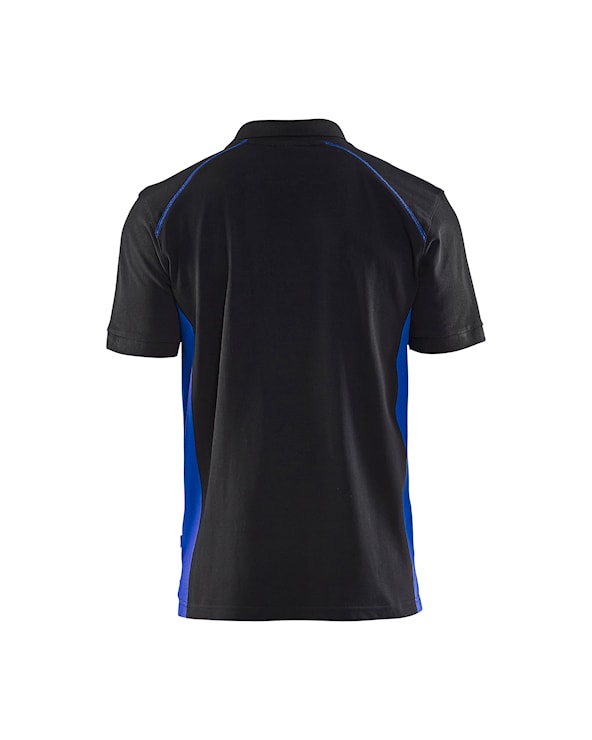 Poloshirt piqué Zwart/Korenblauw