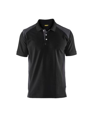 Poloshirt piqué Zwart/Medium grijs