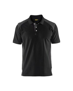 Poloshirt piqué Zwart/Donkergrijs