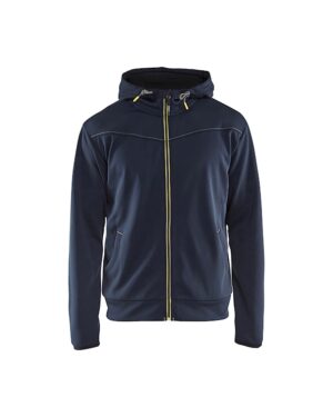 Hoodie met rits Donkerblauw/Geel