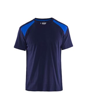 T-shirt bi-colour Marineblauw/Korenblauw