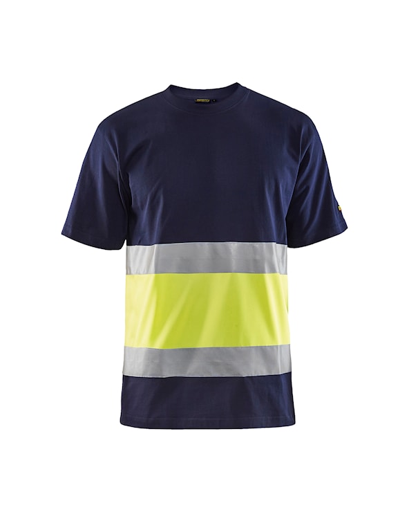 T-shirt High Vis Fluogeel/Navy