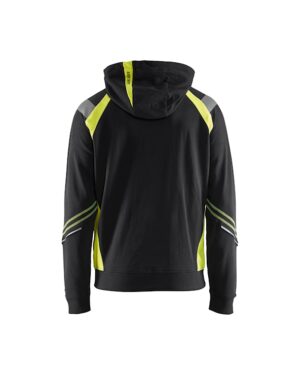 Hooded sweatshirt hele rits Visible Zwart/High Vis Geel