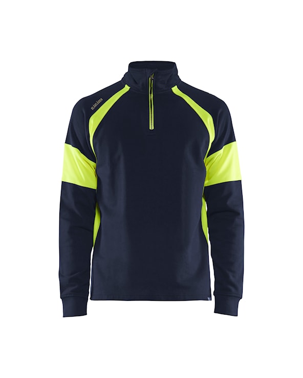 Sweatshirt met High Vis zones Marine/High Vis Geel