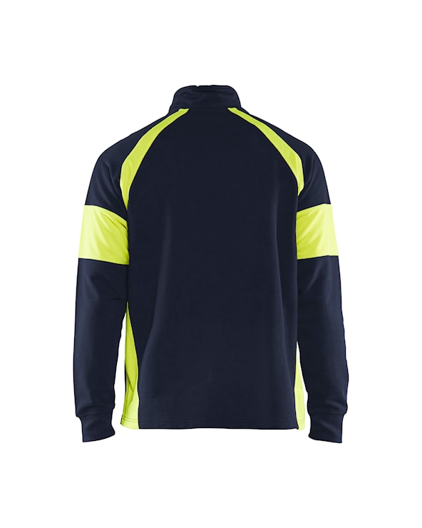 Sweatshirt met High Vis zones Marine/High Vis Geel