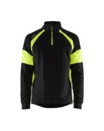 Sweatshirt met High Vis zones Zwart/High Vis Geel