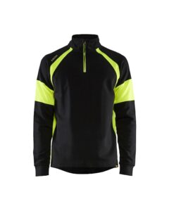 Sweatshirt met High Vis zones Zwart/High Vis Geel