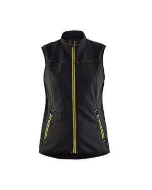 Dames softshell bodywarmer Zwart/High Vis Geel