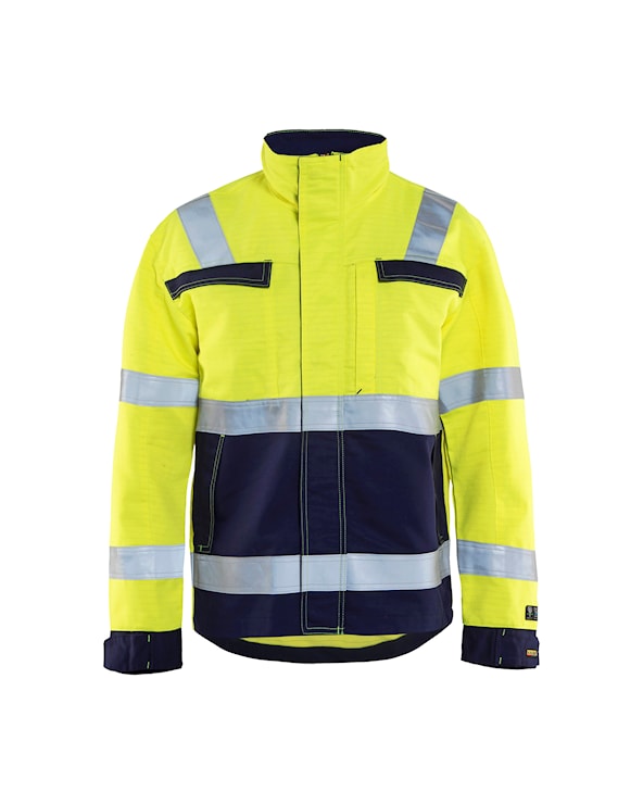 Multinorm jack, Ongevoerd High Vis Geel/Marineblauw