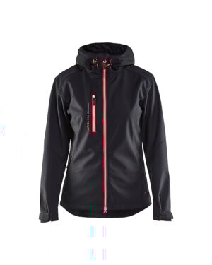 Dames softshell jack Zwart/Rood