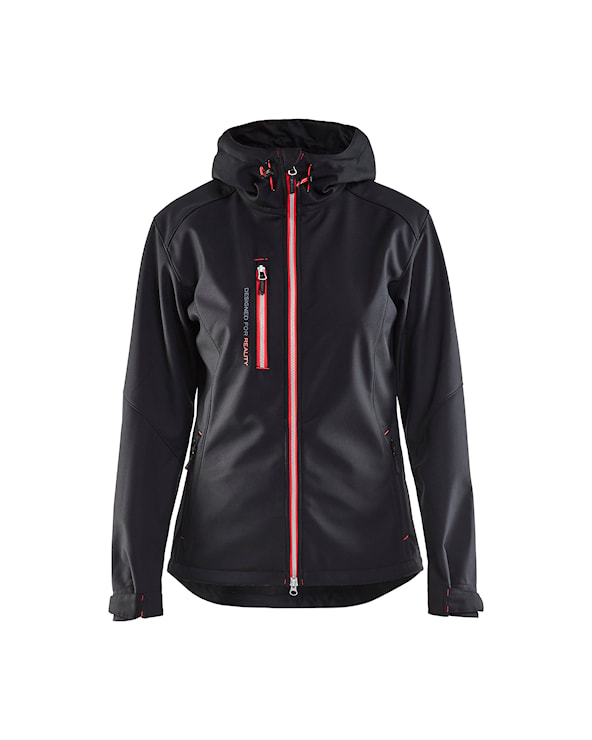 Dames softshell jack Zwart/Rood