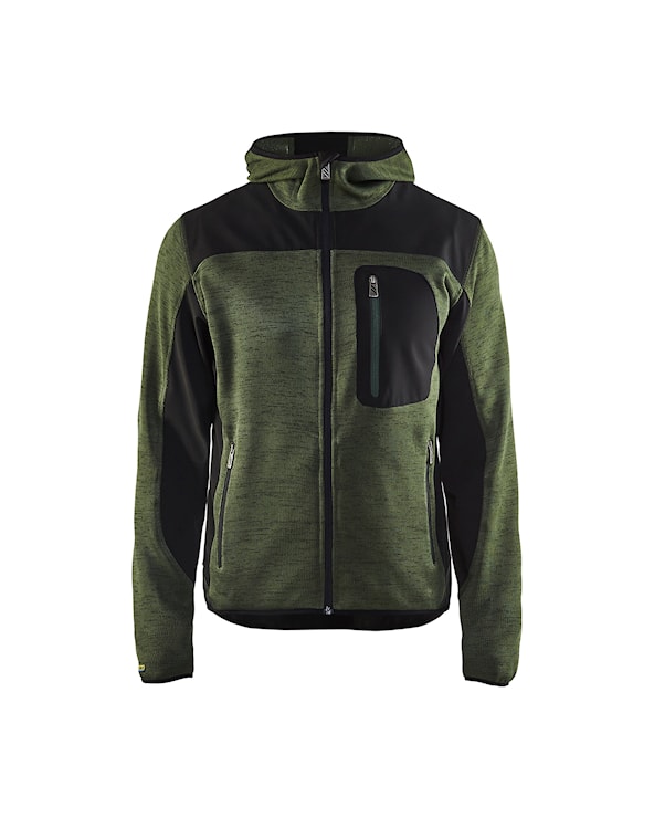 Gebreid vest met softshell Army Groen/Zwart