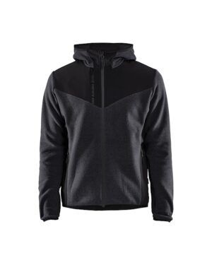 gebreid jack met softshell donkergrijs/zwart