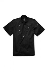 CANNES ESSENTIAL S/SLEEVE SNAP CLOSURE CHEF COAT ZWART