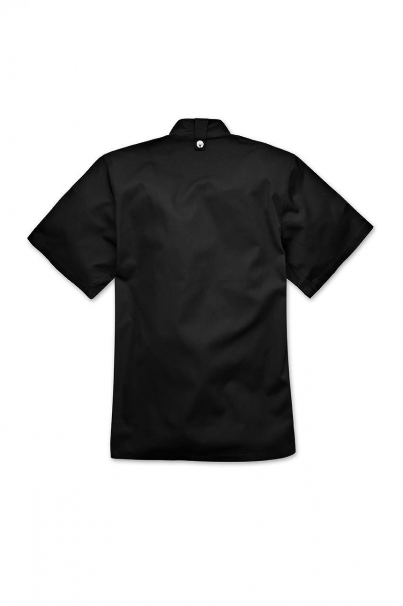 CANNES ESSENTIAL S/SLEEVE SNAP CLOSURE CHEF COAT ZWART