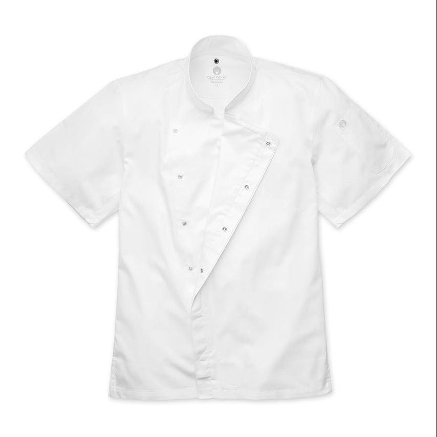 CANNES ESSENTIAL S/SLEEVE SNAP CLOSURE CHEF COAT WIT